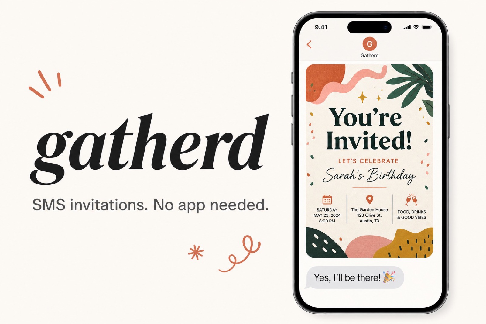 Gatherd: Party invites that show up as texts.
